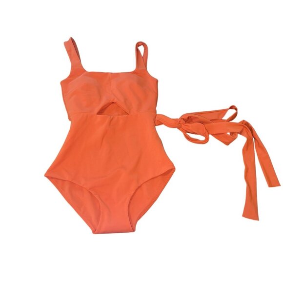 PEGGY HARTANTO Women's Size 4 Orange Cutout Side Tie Swimsuit One Piece READ - Picture 3 of 10